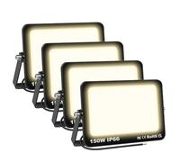 AUXTINGS 4 Pièces 150W Projecteurs LED Extérieur,15000lm Eclairage de Sécurité,Imperméable Spot LED Extérieur,Blanc Chaud 4000K Lumineuse Lampe pour Entrepôt Garage Jardin Stade Arrière-cour