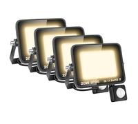 AUXTINGS 4 Pièces 20W Lampe de Sécurité Projecteur à LED Avec Détecteur de Mouvement PIR,2000 Lumens 4000K Blanc Chaud Lumières Exterieur,LED Extérieur étanche pour Jardin,Garage,Véranda,Patio,Cortile