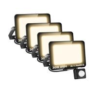 AUXTINGS 4 Pièces 30W Lampe de Sécurité Projecteur à LED Avec Détecteur de Mouvement PIR,3000 Lumen 4000K Blanc Chaud Lumières Exterieur,LED Extérieur étanche pour Jardin,Garage,Véranda,Patio,Cortile