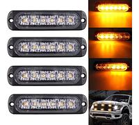 AUXTINGS 4 pièces 6 LED Feu de freinage stroboscopique à pour voiture Barre lumineuse pour véhicule de 12V à 24V Balise clignotante de sécurité pour voiture,véhicule utilitaire,bateau,remorqu