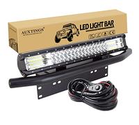 AUXTINGS 46cm 252W LED Bar à barres de lumière Spot Point avec kit de harnais de câblage + support de fixation de plaque d'immatriculation pour voiture camion VTT SUV 4x4 JP Tracteur bateau, 12V 24V