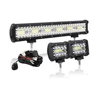 AUXTINGS 46cm 360W Barre Rampe LED avec Spots Phare de Travail, Projecteur Etanche Feux Antibrouillard et de Travail, Câblage 12V pour Voiture Camion Tracteur SUV Bateau