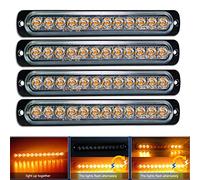 AUXTINGS 4x 12 LED Jaune Strobe Avertissement d'urgence lumières Ultra mince Dazard Clignotant Lumière Bar Vers la lumière Beacon Lumière Pour 12-24V Car Véhico-véhicule Trailer Caravan Camper Van
