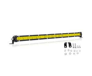 AUXTINGS 50 cm 90W Barre lumineuse LED à une rangée Jaune ambré Ultra mince Mini spot Feux de conduite Feux de brouillard 3000K 12-24V