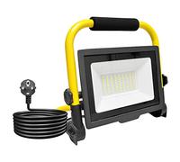 AUXTINGS 50W Projecteur Chantier led Lampe 5000LM Spot Chantier 6000K Blanc Froid Eclairage Chantier IP66 Baladeuse Led Portable Avec Câble de 3M Pour Travaux d'Atelier, Garage