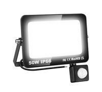 AUXTINGS 50W Projecteurs LED Extérieur Détecteur de Mouvement PIR,5000LM Eclairage de Sécurité Extérieur LED,Blanc 6000K Lumineuse Lampe pour Entrepôt Garage Stade Arrière-cour,175V-260V IP66