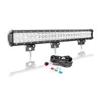 AUXTINGS 64 cm 25 pouces 162W led light barre avec 12V faisceau de câblage kit, Double rangée barre d'éclairage led, barre lumineuse led pour offroad Véhicules Voiture camions ATV SUV 4x4,6000K blanc