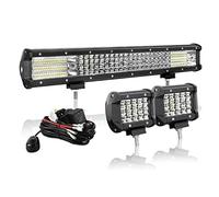 AUXTINGS Barre lumineuse LED 510 W de 50,8 cm, 2 ampoules LED de 10,2 cm 60 W avec 2 câbles 12 V Kit de faisceau de câblage pour Jeep, pick-up tout-terrain, camion, 4 x 4, VTT, bateau, remorque