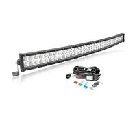 AUXTINGS Courbé 106 cm 240W LED Barre d'éclairage avec 12V stroboscopique Faisceau de câblage kit,3 rangées Spot et Inondation Barre Lumineuse pour Offroad Véhicules Voiture camions SUV 4x4,6000K