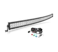 AUXTINGS Courbé 127 cm 288W LED Barre d'éclairage avec 12V stroboscopique Faisceau de câblage kit,3 rangées Spot et Inondation Barre Lumineuse pour Offroad Véhicules Voiture camions SUV 4x4,6000K