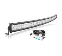 AUXTINGS Courbé 132 cm 300W LED Barre d'éclairage avec 12V stroboscopique Faisceau de câblage kit,3 rangées Spot et Inondation Barre Lumineuse pour Offroad Véhicules Voiture camions SUV 4x4,6000K