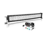 AUXTINGS Courbé 56 cm 120W LED Barre d'éclairage avec 12V stroboscopique Faisceau de câblage kit,3 rangées Spot et Inondation Barre Lumineuse pour Offroad Véhicules Voiture camions SUV 4x4,6000K