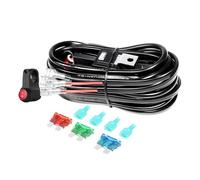 AUXTINGS Kit de câblage pour barre lumineuse LED pour moto 22 mm (7/8"), interrupteur à bouton-poussoir pour guidon de moto, 18 AWG, 2 fils, 12V marche/arrêt, pour feux de conduite ATV UTV
