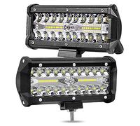 AUXTINGS Lot de 2 lampes LED pour voiture, 17,8 cm, 120W, barre lumineuse LED IP67 étanche, feux de brouillard 6000K pour véhicules, bateaux, SUV, camions, 4x4, VTT, 12V 24V