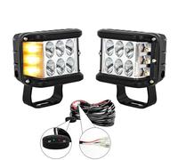 AUXTINGS Lot de 2 modules de lumière LED latéraux de 10,2 cm 60W carrés, blanc et ambre, 12V 24V étanches feux antibrouillard pour camion, ATV, UTV, SUV, tracteur, 4x4, chariot, remorque