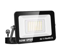 AUXTINGS Projecteur d'extérieur 50W,5000 lumens Sécurité projecteur avec prise 230V, lampe de travail extérieure,étanchéité IP66 4000K blanc chaud éclairage extérieur pour cour patio parking jardin