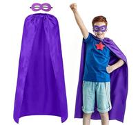 AUYAO Cape Super Héros Enfant, Costume de Héros avec Masque, Cape de Super-Héros pour Garçons Filles, Cape Superheroe Superheroine pour Noël, Halloween, Cosplay, Carnaval, 120 * 100cm, Violet