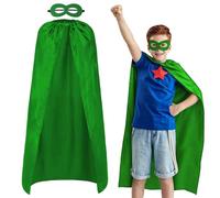 AUYAO Cape Super Héros Enfant, Costume de Héros avec Masque, Cape de Super-Héros pour Garçons Filles, Cape Superheroe Superheroine pour Noël, Halloween, Cosplay, Carnaval, 120 * 100cm, Vert