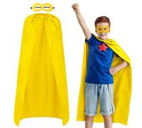 AUYAO Cape Super Héros Enfant, Costume de Héros avec Masque, Cape de Super-Héros pour Garçons Filles, Cape Superheroe Superheroine pour Noël, Halloween, Cosplay, Carnaval, 120 * 100cm, Jaune