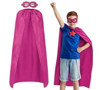 AUYAO Cape Super Héros Enfant, Costume de Héros avec Masque, Cape de Super-Héros pour Garçons Filles, Cape Superheroe Superheroine pour Noël, Halloween, Cosplay, Carnaval, 120 * 100cm, Fuchsia