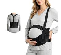 AUYAO Ceinture de Grossesse pour Enceinte, Ceinture Ventrale Respirante Réglable avec Shoulder, Ceinture Support Abdominale/Lombaire pour Soulage les Douleurs Bassin pour Quotidien et Sport, XL