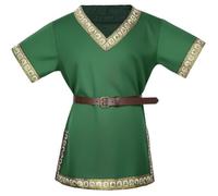 AUYAO Costume Médiéval Tunique Médiévale pour Garçon avec Ceinture | Tunique médiévale avec col en V brodé et ceinture pour carnaval, Halloween, carnaval médiéval