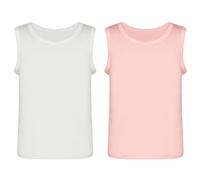 AUYAO Débardeurs Filles Lot de 2 sans Manches Maillot de Corp, Couleur Unie Sous-Vêtements Camisole, Basics T-Shirts sans Manches Gilet Chemises pour Enfant Tank Top pour Fille 2-12 Ans(140)