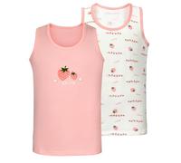 AUYAO Débardeurs Filles Lot de 2 sans Manches Maillot de Corp, Imprimé Sous-Vêtements Coton Camisole, Basics T-Shirts sans Manches Gilet Chemises pour Enfant Tank Top pour Fille 2-12 Ans(120)