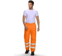 AUYAO Pantalon de Pluie Réfléchissant, Hi-vis Over Trouser Homme, Pantalon Imperméable Haute Visibilite, Surpantalon Imperméable pour Homme, Double Layer Pluie Classic de Sécurité, Orange Fluo, L
