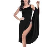 AUYAO Robe de Plage Femmes, Cache-Maillots et Sarongs Bikini d'Été Jupe Portefeuille sans Manches, Robe de Bain de Plage avec Bretelles Spaghetti, Longue Grande Taille Couverture Ample Décontractée