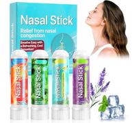 AUYAO Stick Nasal, Inhalateur Nasal aux Huiles Essentielles avec aux 7 Huiles Bio, 4 Pack Stick d'inhalation Nasale Portable pour Nez Bouché ou qui Coule, Augmenter la Concentration