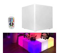 AUYART Tabouret Cube Lumineux Réglable 7 Couleurs Avec Télécommande - Couleurs De Lumière Led Réglables Siège De Chaise 3,6 w Convient Pour La Maison, Bar, Ktv Lumières Décoratives 30 x 30 x 30 Cm
