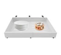 AUYART Tiroir télescopique, tiroir extensible de cuisine, étagère d'armoire réglable, capacité de charge maximale : 33 kg. Organiseur de cuisine de salle de bain 32-52 x 42 x 7,5 cm (blanc)