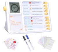 AuyKoo Minuteur Visuel Timer Enfant TDAH Outils avec Planning Semainier to do List Tableau, Pomodoro Time Digital avec Alarme, Horloge, Chronomètre Fonctions (Blanc)
