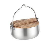 AUYXSSZ Casserole de Camping et de pêche légère et Facile à Utiliser, avec Couvercle en Bois élégant. en Acier Inoxydable, pour Elle est idéale pour