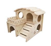AUYXSSZ Niche Robuste pour Hamster, Accessoire de décoration et Jouet conçu pour stimuler l'imagination des Hamsters Qui Jouent et rongent. Accessoires pour, Couleur du Bois, 14 x 13 x 12.5 cm