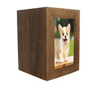 AUYXSSZ Urne funéraire commémorative pour Animaux de Compagnie Bien-aimés, Cadre Photo rapproché, pour Chiens et Chats. Cercueil Durable et Unique pour, Brun, 16 x 16 x 22 cm