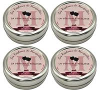 AUZIER CHABERNAC Pâte de réglisse - Véritable réglisse coupée de Montpellier sans parfum chimique, sans colorant - Confiserie de Tradition : (Boite métal à l’ancienne 80g. Lot de 4.)