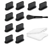 AUZOSL Lot de 12 bouchons anti-poussière USB C | Avec brosse de nettoyage et boîte de rangement pour iPhone 16, iPhone 17 Pro Max, iPhone Air, nouvel iPad, iPad Pro Air Mini
