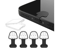 AUZOSL Lot de 4 bouchons anti-poussière pour téléphone portable - Compatible avec iPhone 14 Pro Max 13 12 mini iPad X Xr SE 8 7 - Évite la perte et la poussière - Installation facile - Noir