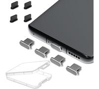 AUZOSL Lot de 8 bouchons anti-poussière USB C, 4 en aluminium et 4 bouchons anti-poussière en silicone de type C, compatibles avec Samsung Galaxy S23 Xiaomi Google Pixel Motorola Nothing Phone, gris