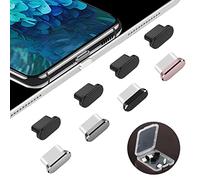 AUZOSL Lot de 8 Cache-poussière USB C 4 Aluminium+ 4 Capuchons de Protection en Silicone de Type C compatibles avec Samsung Galaxy S21 Ultra Xiaomi Redmi OnePlus Huawei Noir Argent Gris Or Rose