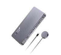 AV Access 8K Station d'accueil Commutateur KVM 8K pour 2 moniteurs et 2 PCs pour portable et bureau, charge USB-C 100W pour portable, Ethernet, double moniteur 8K@60Hz/4K@165Hz, 4xUSB 3.2, audio, SD