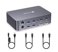 AV Access KVM Switch Dock 2 Moniteurs 2 Ordinateurs Portables, 4K KVM Switch Double Moniteur HDMI,2 Ports USB C MST,60W PD pour Chaque PC, 1G Ethernet, Émulation EDID, 2K@144Hz, 1080P@240Hz,iDock C20