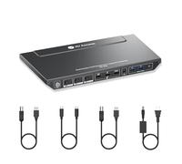 AV Access Station d'accueil Commutateur KVM pour 1 ordinateur portable et 2 PC de bureau, double moniteurs 4K@60Hz, émulation EDID, charge USB-C 100W,1G Gigabit, taux de rafraîchissement élevé