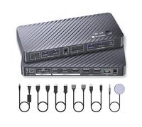 AV Access Station d'accueil commutateur KVM pour MacBook, KVM Switch USB C 2 moniteurs 2 PCs, Double Affichage HDMI 4K, Commutation 1 Portable + 1 Bureau, Ethernet, Charge Rapide 100W, émulation EDID