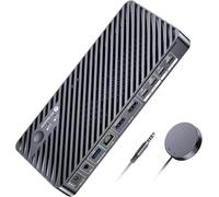 AV Access Station d'accueil KVM Double Écran pour 2 PC - Commutateur KVM 4K Dual Monitor, 100W PD par PC, Ethernet 1G, Émulation EDID, Idéal pour Bureau à Domicile & Gaming