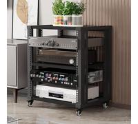 AV Media Stand with Wheels 2/3/4/5 Tier Audio Rack Tower Gaming Shelves Shelf Height Adjustable Stereo Racks and Stands loor Standing Removable Stereo Cabinet Easy to Assemble(Black,3 Layers)