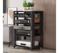 AV Media Stand with Wheels 2/3/4/5 Tier Audio Rack Tower Gaming Shelves Shelf Height Adjustable Stereo Racks and Stands loor Standing Removable Stereo Cabinet Easy to Assemble(Black,4 Layers)