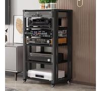 AV Media Stand with Wheels 2/3/4/5 Tier Audio Rack Tower Gaming Shelves Shelf Height Adjustable Stereo Racks and Stands loor Standing Removable Stereo Cabinet Easy to Assemble(Black,5 Layers)